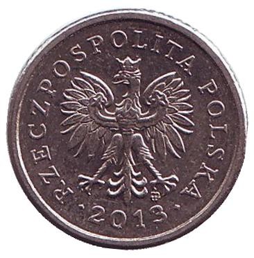 Монета 10 грошей. 2013 год, Польша. Из обращения. Монета 10 грошей. 2013 год, Польша. Из обращения.