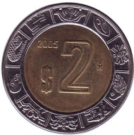 Монета 2 песо. 2005 год, Мексика. Монета 2 песо. 2005 год, Мексика.