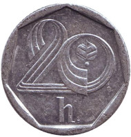 Монета 20 геллеров. 1993 год (HM), Чехия. Монета 20 геллеров. 1993 год (HM), Чехия.