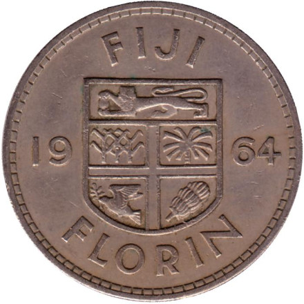 Монета 1 флорин. 1964 год, Фиджи.