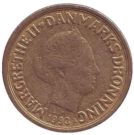 Монета 10 крон. 1993 год, Дания. Монета 10 крон. 1993 год, Дания.