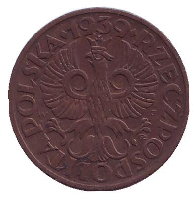 Монета 2 гроша. 1939 год, Польша. Монета 2 гроша. 1939 год, Польша.