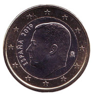 Монета 1 евро. 2019 год, Испания. Монета 1 евро. 2019 год, Испания.