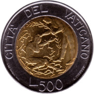 Монета 500 лир. 1997 год, Ватикан. Прими мир и Спасение. Монета 500 лир. 1997 год, Ватикан. Прими мир и Спасение.