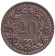 Монета 20 раппенов. 1894 год, Швейцария.