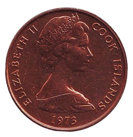 Монета 2 цента. 1973 год, Острова Кука. UNC. Ананас.