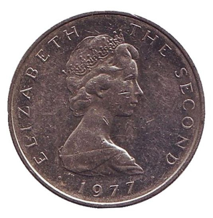 Монета 5 пенсов. 1977 год, Остров Мэн. Колесо Лакси.