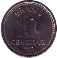 Монета 10 сентаво. 1987 год, Бразилия. Монета 10 сентаво. 1987 год, Бразилия.
