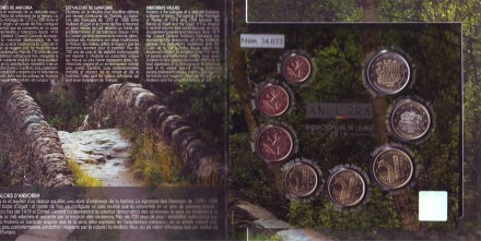 Набор монет евро Андорры (8 шт.), 2016 год, Андорра. Набор монет евро Андорры (8 шт.), 2016 год, Андорра.