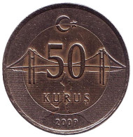 Монета 50 курушей. 2009 год, Турция. Монета 50 курушей. 2009 год, Турция.