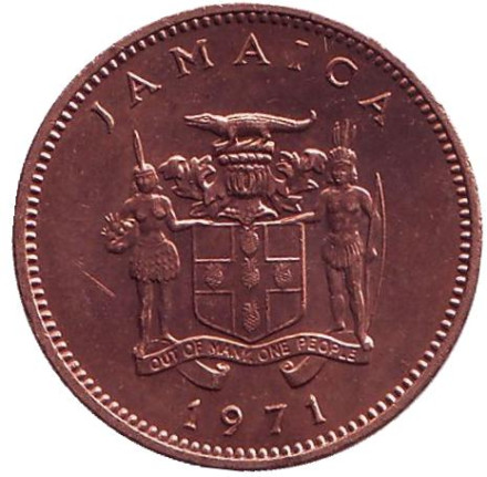 Монета 1 цент, 1971 год, Ямайка. Тип 1. ФАО. Аки. (Блигия вкусная).