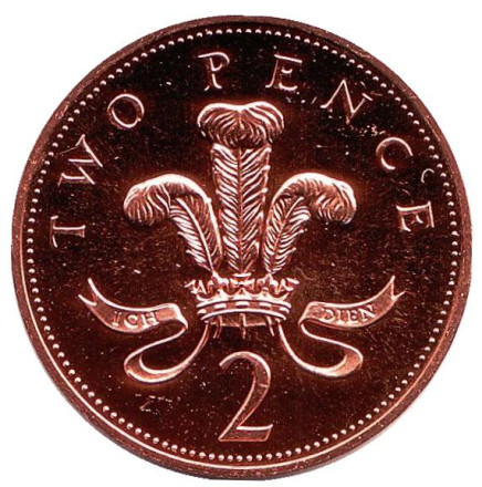 Монета 2 пенса. 1991 год, Великобритания. BU.