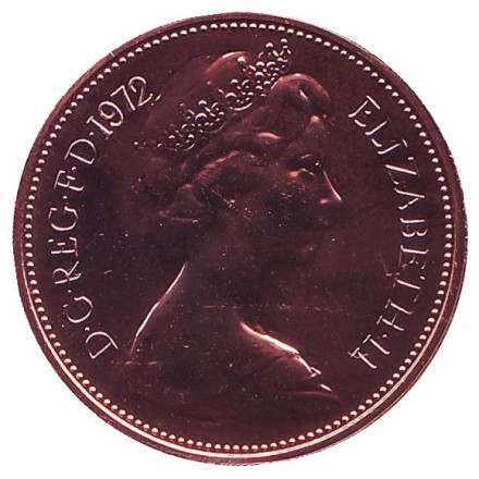 Монета 2 новых пенса. 1972 год, Великобритания. Proof. Монета 2 новых пенса. 1972 год, Великобритания. Proof.