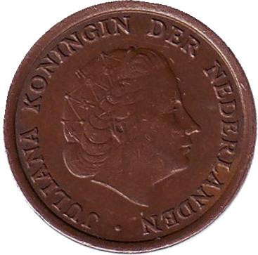 Монета 1 цент. 1963 год, Нидерланды. Монета 1 цент. 1963 год, Нидерланды.