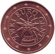 Монета 2 цента. 2007 год, Австрия. Монета 2 цента. 2007 год, Австрия.