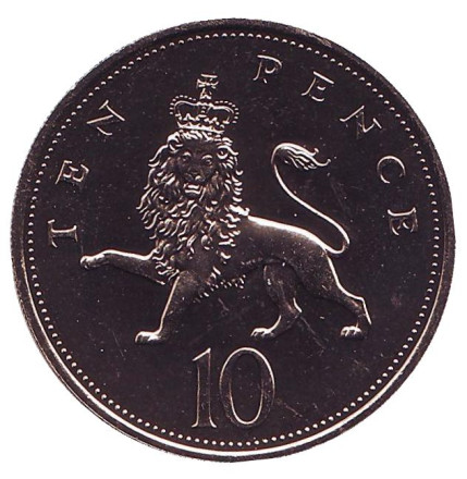 Монета 10 пенсов. 1990 год, Великобритания. BU.