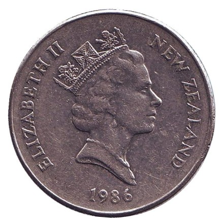 Монета 50 центов. 1986 год, Новая Зеландия. Парусник "Endeavour".