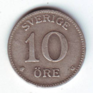 Монета 10 эре. 1933 год. Швеция. Монета 10 эре. 1933 год. Швеция.