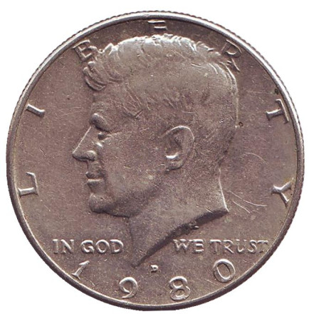 Монета 50 центов. 1980 год (D), США. Джон Кеннеди.