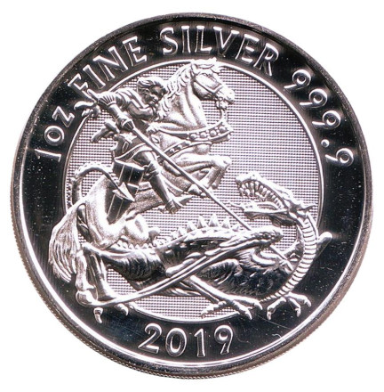 Монета 2 фунта. 2019 год, Великобритания. Святой Георгий и Дракон.
