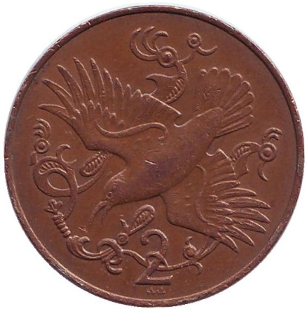 Монета 2 пенса. 1981 год (AA), Остров Мэн. Птица.