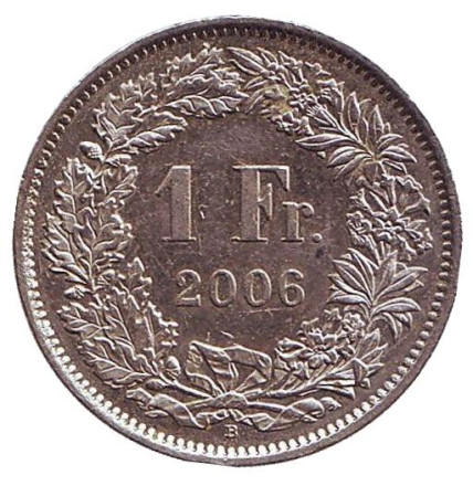 Монета 1 франк. 2006 год, Швейцария. Гельвеция.
