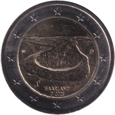 Монета 2 евро. 2025 год (D), Германия. Сааршляйфе. Саар.