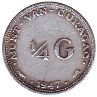 Монета 1/4 гульдена. 1947 год, Кюрасао. Монета 1/4 гульдена. 1947 год, Кюрасао.