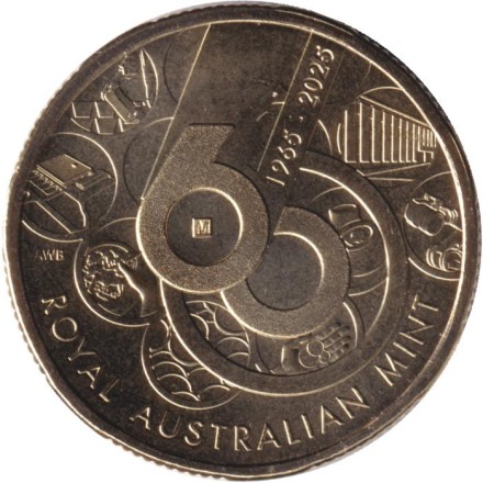 Монета 1 доллар. 2025 год, Австралия. 60 лет Королевскому монетному двору Австралии. Монета 1 доллар. 2025 год, Австралия. 60 лет Королевскому монетному двору Австралии.