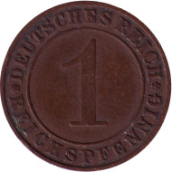 Монета 1 рейхспфенниг. 1928 год (F), Веймарская республика. Монета 1 рейхспфенниг. 1928 год (F), Веймарская республика.