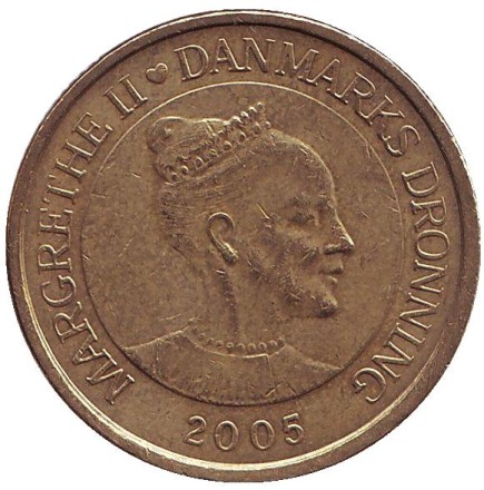 Монета 20 крон. 2005 год, Дания. Церковь Ландет. Остров Тасинге. Монета 20 крон. 2005 год, Дания. Церковь Ландет. Остров Тасинге.