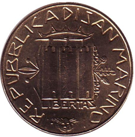 Монета 20 лир. 1985 год, Сан-Марино. Борьба с наркотиками.