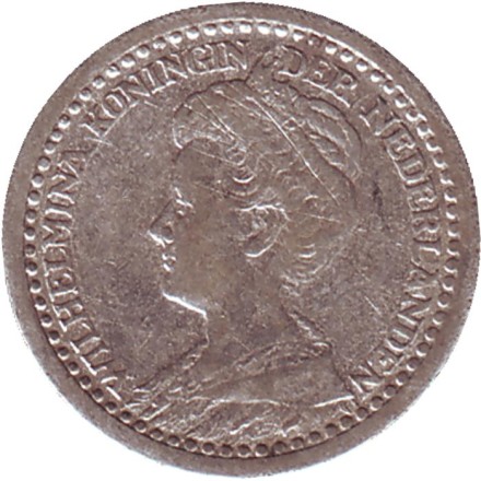 Монета 10 центов. 1919 год, Нидерланды.