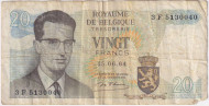 Банкнота 20 франков. 1964 год, Бельгия. P-138(1). Банкнота 20 франков. 1964 год, Бельгия. P-138(1).