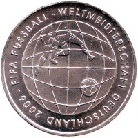 Чемпионат мира по футболу 2006. Монета 10 евро. 2005 год, Германия.