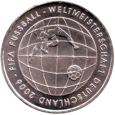 Монета 10 евро. 2005 год, Германия. Чемпионат мира по футболу 2006.