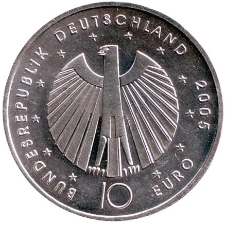 Монета 10 евро. 2005 год, Германия. Чемпионат мира по футболу 2006. Монета 10 евро. 2005 год, Германия. Чемпионат мира по футболу 2006.