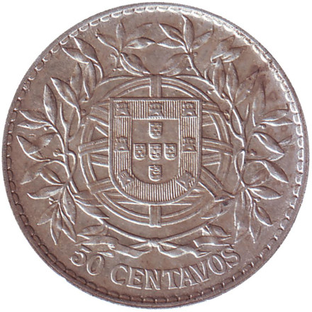 Монета 50 сентаво. 1913 год, Португалия. Монета 50 сентаво. 1913 год, Португалия.