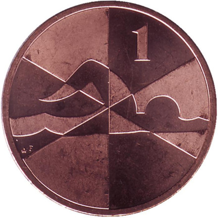 Монета 1 пенни. 2019 год, Гибралтар. (AF). Плавание. Островные игры.
