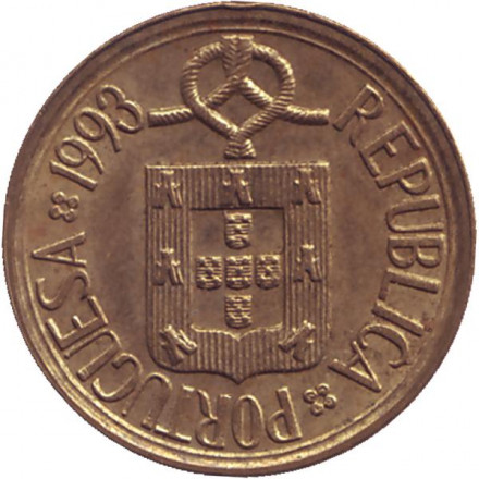 Монета 1 эскудо. 1993 год, Португалия. Монета 1 эскудо. 1993 год, Португалия.