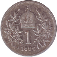 Монета 1 крона. 1896 год, Австро-Венгерская империя. Австрийский тип. Монета 1 крона. 1896 год, Австро-Венгерская империя. Австрийский тип.