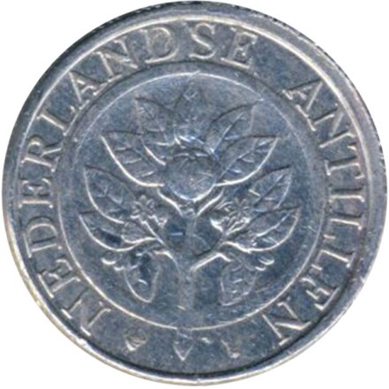 Монета 5 центов, 2001 год, Нидерландские Антильские острова. Цветок апельсинового дерева.