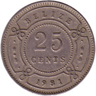 Монета 25 центов. 1981 год, Белиз.