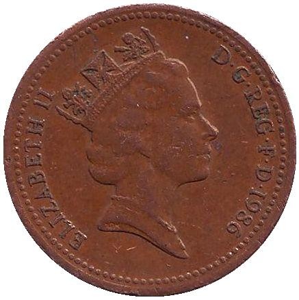 Монета 1 пенни. 1986 год, Великобритания.