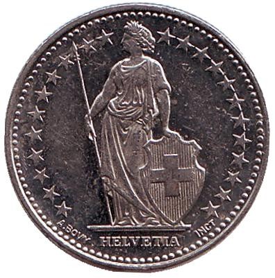 Монета 1/2 франка. 2011 год, Швейцария. Монета 1/2 франка. 2011 год, Швейцария.