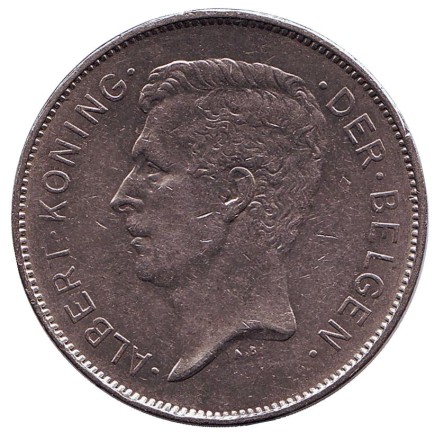 Монета 20 франков. 1932 год, Бельгия. (Der Belgen) Король Альберт I. Монета 20 франков. 1932 год, Бельгия. (Der Belgen) Король Альберт I.