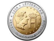 Монета 2 евро, 2004 год, Люксембург. Великий Герцог Анри Нассау (его портрет и монограмма). Монета 2 евро, 2004 год, Люксембург. Великий Герцог Анри Нассау (его портрет и монограмма).