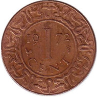 Монета 1 цент. 1972 год, Суринам. Монета 1 цент. 1972 год, Суринам.