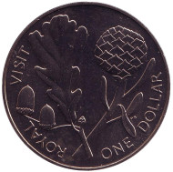 Монета 1 доллар. 1981 год, Новая Зеландия. Королевский визит. Монета 1 доллар. 1981 год, Новая Зеландия. Королевский визит.