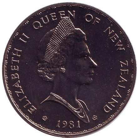 Монета 1 доллар. 1981 год, Новая Зеландия. Королевский визит.